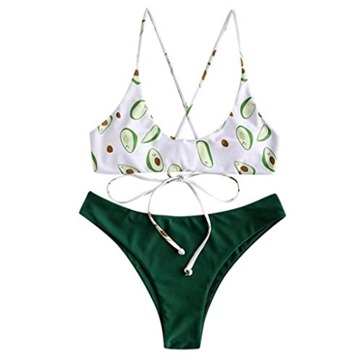 Sylar Bikini Mujer 2020 Push Up con Relleno Estampado de Aguacate Bañadores para Mujer Conjunto de Bikini Dos Piezas Trajes de Baño Dividido Ropa de P