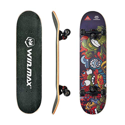 WIN.MAX Completo Skateboard para Principiantes 31"x8" 7 Capas Monopatín de Madera de Arce con rodamientos ABEC-7 Tabla de Skateboard(Jaco) en oferta