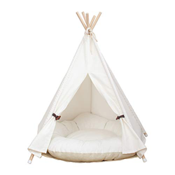 AcTek Tipi - Tienda de campaña para mascotas con punta, extraíble y lavable, con colchón en oferta