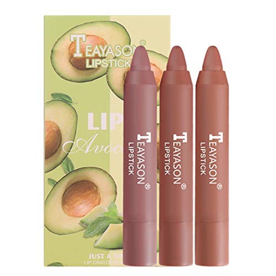 Mimore Lápiz labial 3 piezas/juego Sabor a fruta Mate Lápiz labial Crayon Duradero Impermeable A prueba de manchas Moda portátil completo Kit de maqui