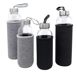 Nerthus FIH 648 Botella Cristal Negro 600 ml, Funda de Neopreno, Vidrio características