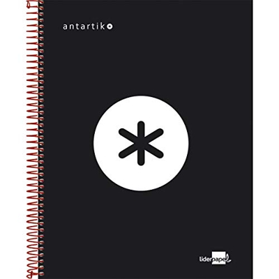 Liderpapel Cuaderno Espiral A5 Micro Antartik Tapa Forrada 120H 100 Gr Cuadro 5Mm 5 Bandas 6 Taladros Color Negro