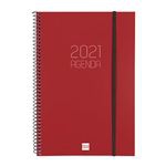 Agenda anual 2021 Finocam A4 semana vista vertical opaque burdeos