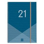 Agenda anual 2021 Finocam A4 semana vista vertical year azul precio