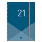 Agenda anual 2021 Finocam A4 semana vista vertical year azul