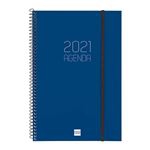 Agenda anual 2021 Finocam A4 semana vista vertical opaque azul