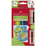 Estuche Faber Castell 12 lapices triangulares+3 bicolores