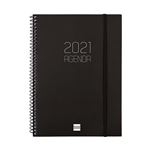 Agenda anual 2021 Finocam A5 semana vista opaque negro