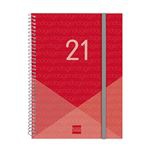 Agenda anual 2021 Finocam A5 semana vista year rojo