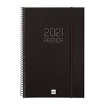 Agenda anual 2021 Finocam A4 día por página opaque negro en oferta