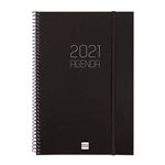 Agenda anual 2021 Finocam A4 día por página opaque negro