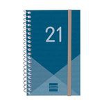 Agenda anual 2021 Finocam A7 semana vista year azul