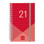 Agenda anual 2021 Finocam A7 semana vista year rojo en oferta