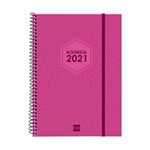 Agenda anual 2021 Finocam A4 día por página futura rosa