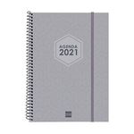 Agenda anual 2021 Finocam A4 día por página futura gris características