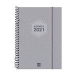 Agenda anual 2021 Finocam A4 día por página futura gris