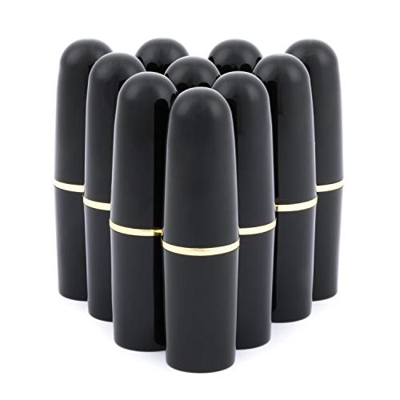 Allwon 10Pcs Tubos de lápiz labial vacíos negros Contenedor de bálsamo labial DIY (Tubo de bala)