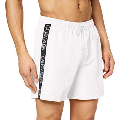 Calvin Klein Medium Drawstring Bañador, Blanco (PVH Classic White YCD), Large para Hombre