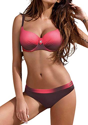 UMIPUBO Bikini Mujer Trajes de Baño con Relleno Push-Up Acolchado Bra Tops y Braguitas Bikini Sets Talla Grande (ES 42, B)