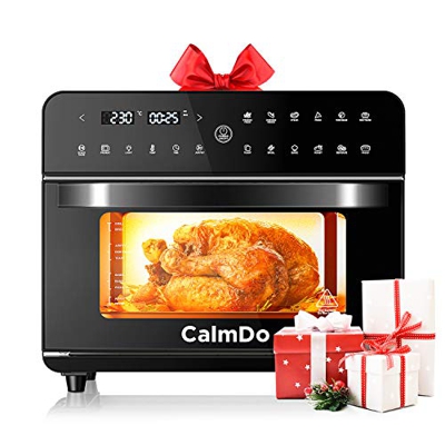 CalmDo Freidora sin Aceite 1800W, 25L Horno de Aire, 230°C Freidora de Aire Caliente con 12 Programas para Freír, Asar, Deshidratar, Hornear, Recalent