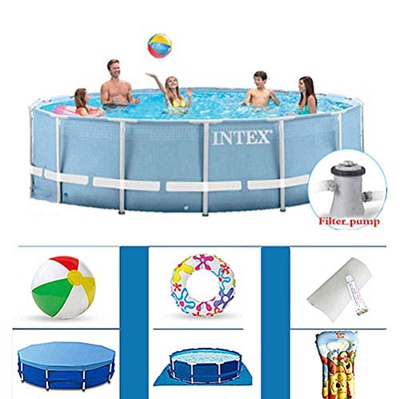 Phil Beauty Piscina Desmontable Tubular Steel por Adultos para Niños 6503L Material De PVC De Grado Alimenticio Apto para 1-8 Personas Regalo De Veran