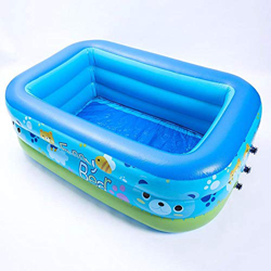 OUUED Kiddie Inflable Juguete Agua de la Piscina Familiar Piscina Piscina Salón 180x140x60cm vadear PVC Azul Rectangular for la Fiesta de Verano al Ai precio