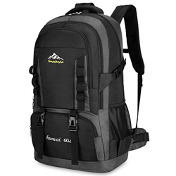 Bioasis 60L Mochila de Senderismo con Cubierta de Caminata Daypack de Gran Capacidad para Viaje Deporte Montañismo Trekking Camping al Aire Libre, Neg precio