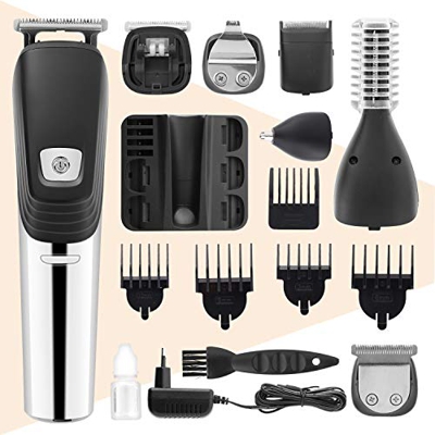 Maquinilla de afeitar eléctrica profesional para hombres, recortadora de pelo y barba seis en uno, peluquería impermeable y recargable con cargador (n