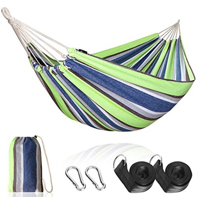 Anyoo Hamaca de Algodón para Jardín al Aire Libre Cama Portátil de Lona con Cuerdas para Acampar Capacidad de 200 Kg Peso Ligera con Bolsa para Jardín