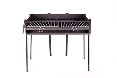 BRICOMIRAS Barbacoa Rectangular LEÑA Y CARBÓN 80 CENTÍMETROS con Soporte para PAELLERA Ideal para Camping Y Playa