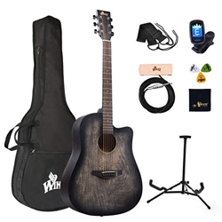 Winzz 41 Pulgadas Guitarra Acústica Full Size Vintage Grabado, Principiantes Guitarra Folk con Bolsa Acolchada, Soporte de Guitarra, Afinador, Pastill precio
