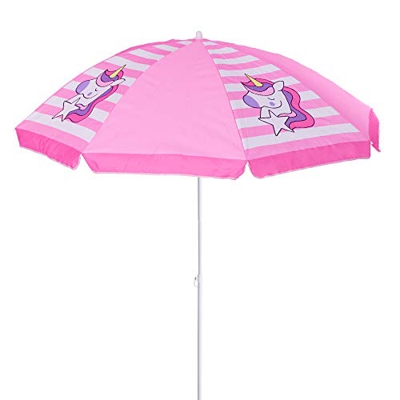 Sombrilla Playa de Unicornio Anti UV Rosa de Aluminio de Ø 180 cm - LOLAhome