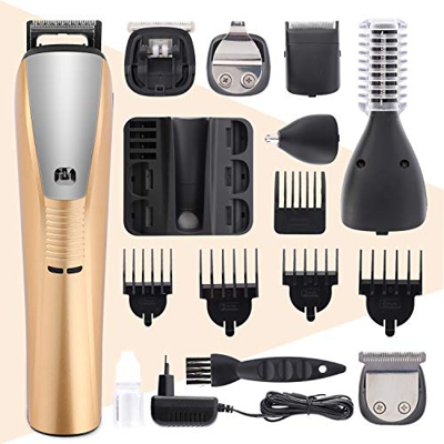 Maquinilla de afeitar eléctrica profesional para hombres, recortadora de pelo y barba seis en uno, peluquería impermeable y recargable con cargador (o