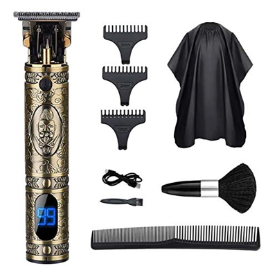 Anself Recortadora Eléctrica para Hombres, Máquina Cortapelo Maquinilla Cortar Pelo con Pantalla Digital LCD a Prueba de Agua para Uso en el Hogar y e