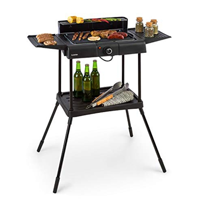 Klarstein Dr. Beef Pro barbacoa eléctrica - 1700-2000 W de potencia, concepto EasyGrill, superficie de aluminio antiadherente de 41 x 26 cm, dos mesas