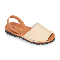 Menorquina Niños Tira En Piel Napa Suave Combinada. 39 Beige características