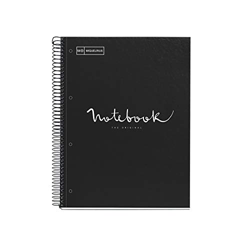 MIQUELRIUS - Cuaderno Notebook Emotions, A4, 80 Hojas cuadriculadas 5mm, Papel 90g, 4 Taladros, Cubierta de Cartón Extraduro, Color Negro en oferta
