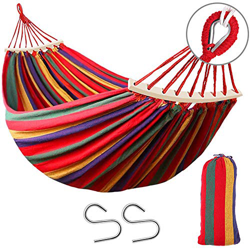 MuGuang 200x100CM Hamaca para Camping Hamaca de Viaje Ultraligera para Acampar con Varillas de Madera Hamaca para Exteriores con Capacidad de Carga de precio