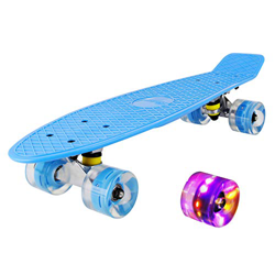 hausmelo Monopatín mini Cruiser retro para principiantes, niños, jóvenes y adultos, 57 x 16 cm, con rodamientos ABEC-7, ruedas LED de poliuretano, her en oferta