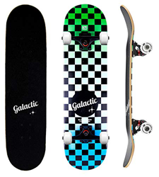 GALACTIC Skateboard Completo, Cubierta de Arce Duro de 7 Capas, con Trucks de aleación de Aluminio y Ruedas de 54mm/95A, con rodamientos ABEC-9, para  características