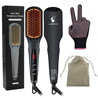 Plancha pelo iónica, Rocketek Ionic cepillo alisado, tecnología calentamiento cerámica PTC 30 segundos, apagado automático, temperatura ajustable y ce