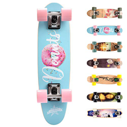 Monopatín patineta Retro Madera Skateboard Completo niños jóvenes Adultos Mejor Calidad Robusto Ligero Ruedas un Skateboard Madera (Donuts) precio
