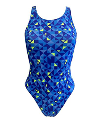 Turbo - Bañador Mujer Origami Azul Profesional Señora, Traje de Baño de Natacion Entrenamiento Competicion, Tira Ancha Doble Capa (M) precio