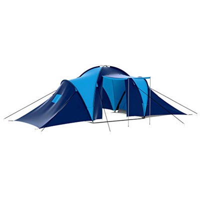 vidaXL Tienda de Campaña 9 Personas Poliéster Azul-Azul Oscuro Carpa Camping