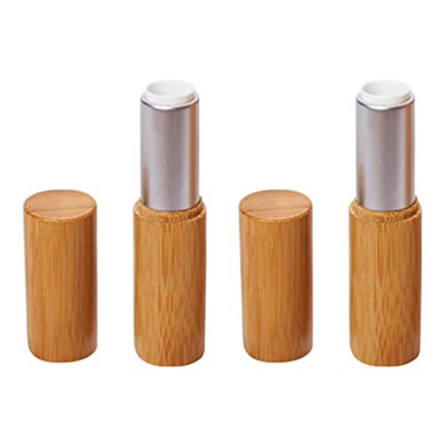 Lurrose 2 Piezas Tubo de Lápiz Labial Vacío 3 8 G Bambú Bálsamo Labial Soporte de Muestra Tubo Labio Envase Cosmético Lápiz Labial Haciendo Suministro