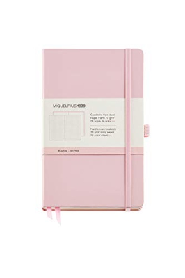Miquelrius - Cuaderno bonito de notas, cubierta rígida símil resistente, cierre goma, tamaño 130 x 210 mm, 192 páginas lisas de 80 g/m², color rosa