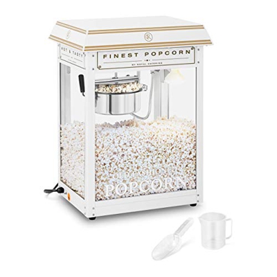 Royal Catering Palomitera Máquina Profesional Para Venta Ambulante RCPS-WG1 (Temperatura: 220-270 °C, Potencia: 1.600 W, Blanca y dorada)
