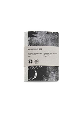 Miquelrius - Cuaderno bonito reciclado, encuadernación con grapa y lomo de tela, tamaño 104 x 150 mm, 56 páginas lisas de 80 g/m², diseño Luna