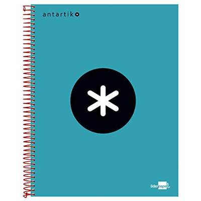 Liderpapel Cuaderno Espiral A4 Micro Antartik Tapa Forrada 120H 100 Gr Cuadro 5 Mm 5 Bandas 4 Taladros Color Turquesa