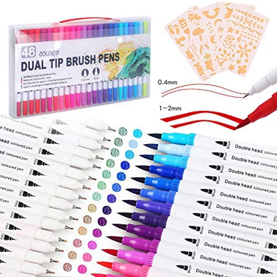 Lehoo Castle Rotuladores Pincel Rotuladores Doble Punta 48 Colores Rotuladores Punta Fina y Rotuladores Punta Pincel Rotuladores Acuarelables Rotulado